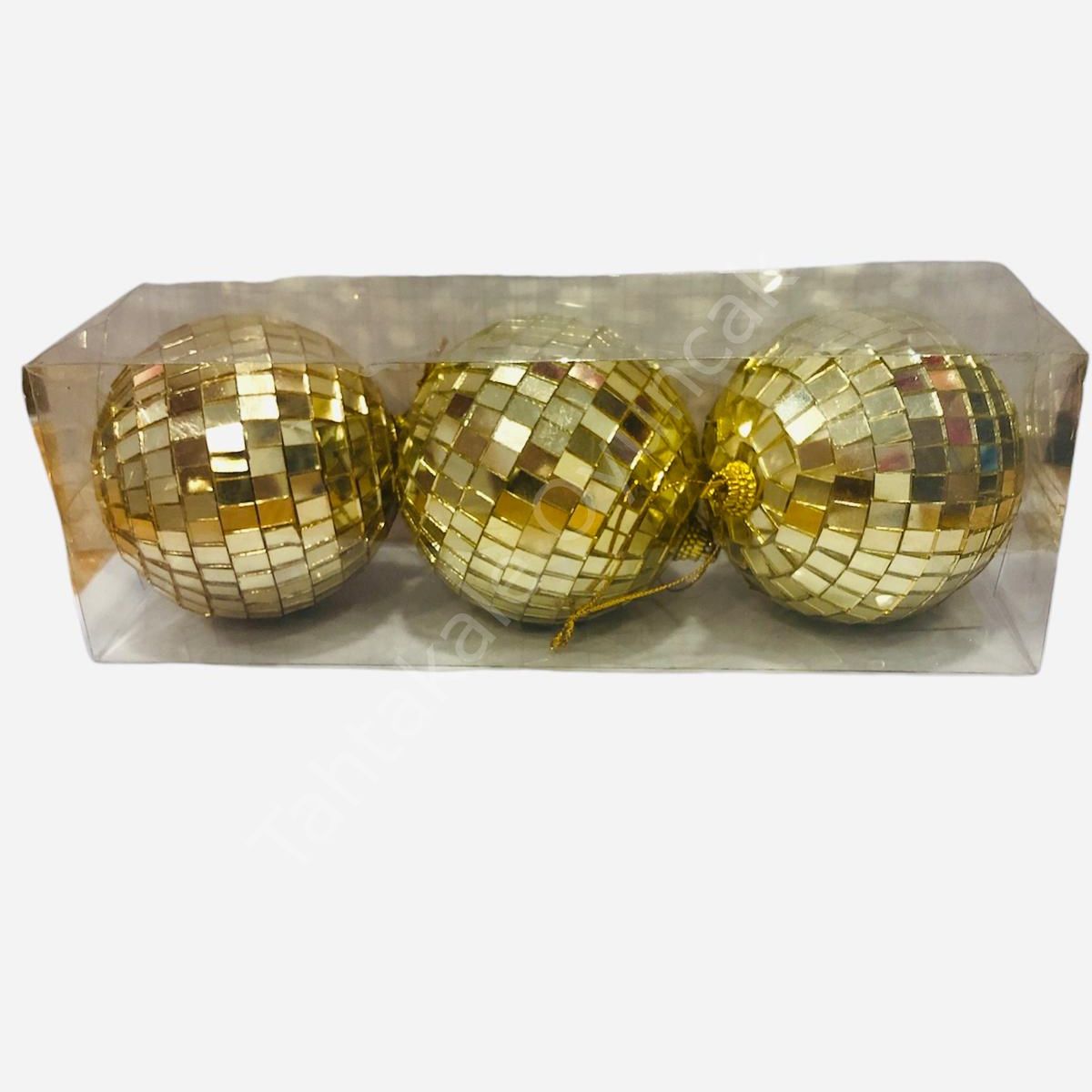 Toptan Disko Topu Ayna Altın 8 Cm 3lü