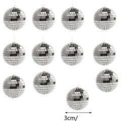 Toptan Disko Topu Ayna Gümüş 3 Cm 12li