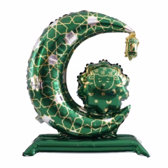 Toptan Ayaklı Yeşil Ramazan Ayı Folyo Balon