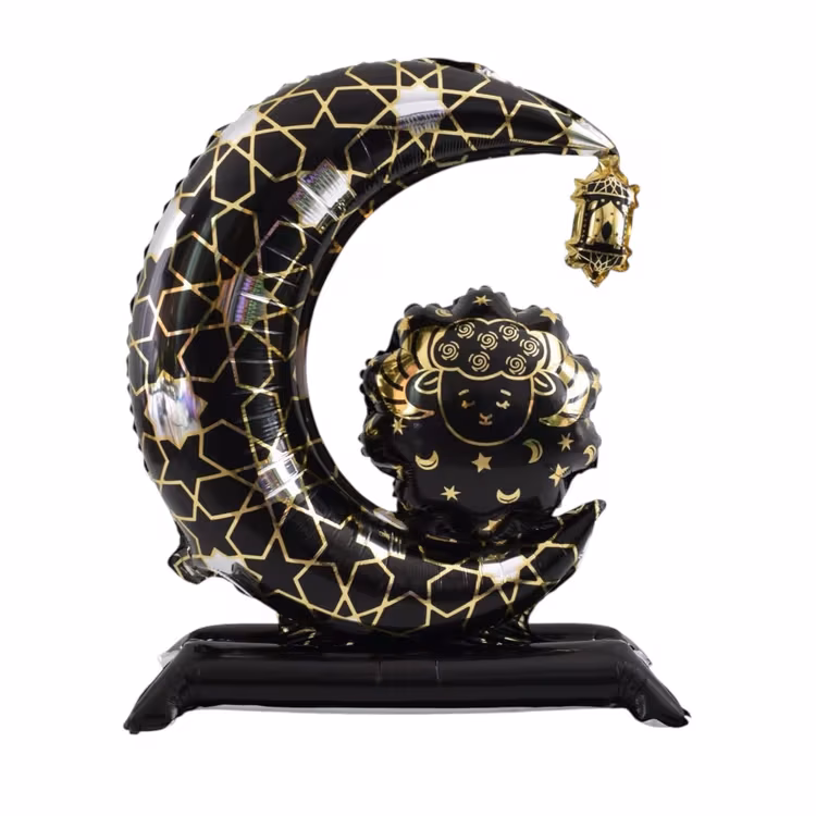 Toptan Ayaklı Siyah Ramazan Ayı Folyo Balon