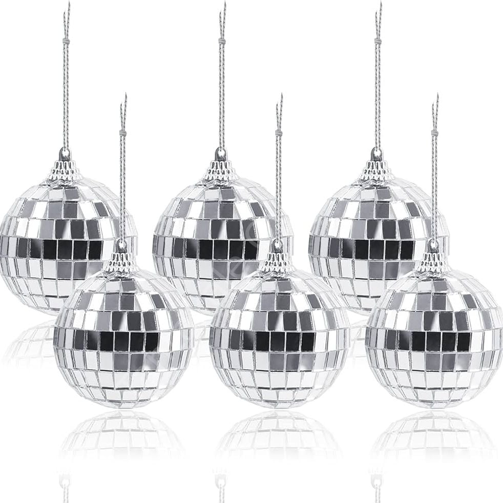 Toptan Disko Topu Ayna Gümüş 5 Cm 6lı