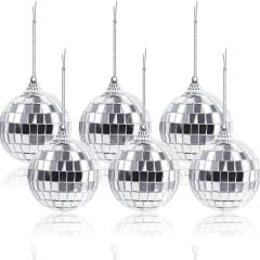 Toptan Disko Topu Ayna Gümüş 5 Cm 6lı