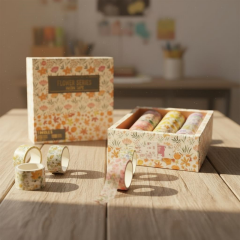 Toptan Garden Party Flower Serisi Desenli Kutulu Bant