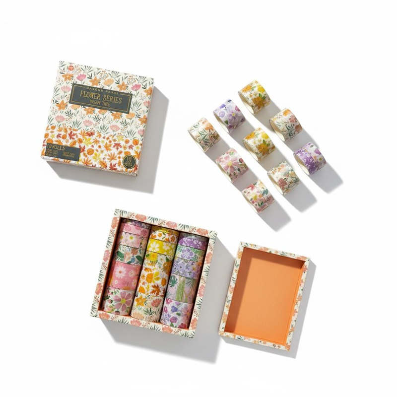 Toptan Garden Party Flower Serisi Desenli Kutulu Bant