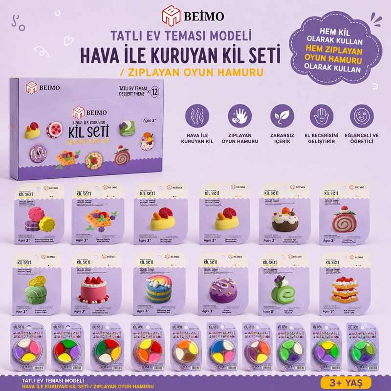 Toptan Tatlı Evi Teması Air Clay / Kil Seti