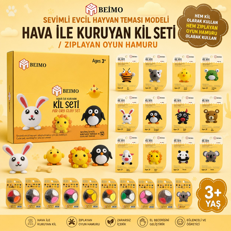 Toptan Sevimli Evcil Hayvan Teması Air Clay / Kil Seti