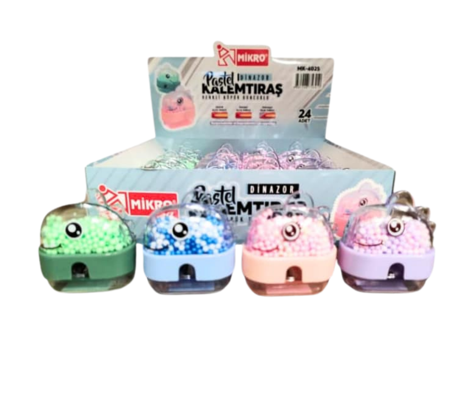 Toptan Mikro Pastel Renkli Köpük Boncuklu Dinozor Kalemtıraş