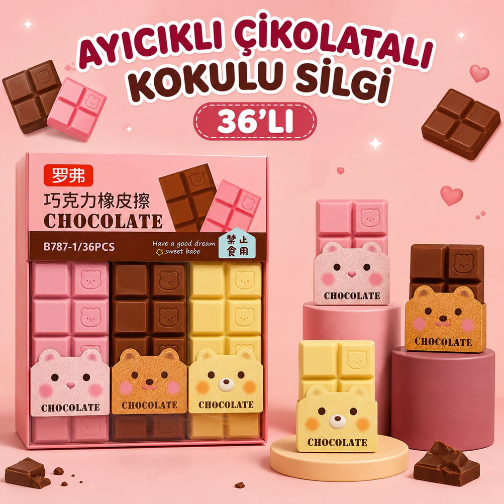Toptan Ayıcıklı Çikolatalı Kokulu Silgi