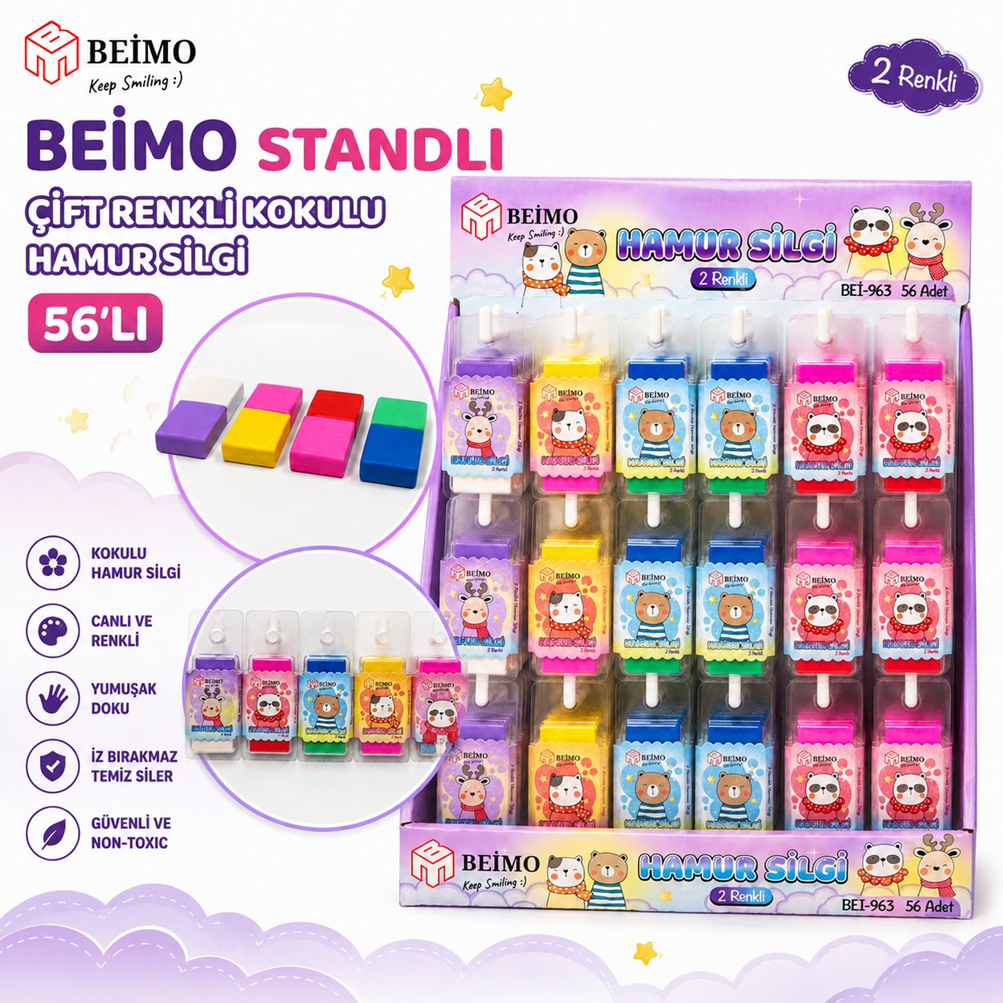 Toptan Çift Renkli Kokulu Hamur Silgi
