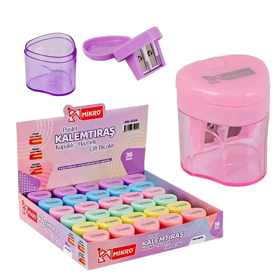 Toptan Mikro Kapaklı Hazneli Çift Bıçaklı Kalemtıraş