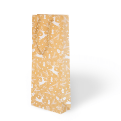 Toptan Lüks Karton Çanta 12x35 Varak Baskılı Yılbaşı