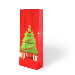 Toptan Lüks Karton Çanta 12x35 Varak Baskılı Yeni Yıl