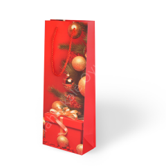 Toptan Lüks Karton Çanta 12x35 Varak Baskılı Yeni Yıl