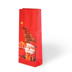 Toptan Lüks Karton Çanta 12x35 Varak Baskılı Yeni Yıl