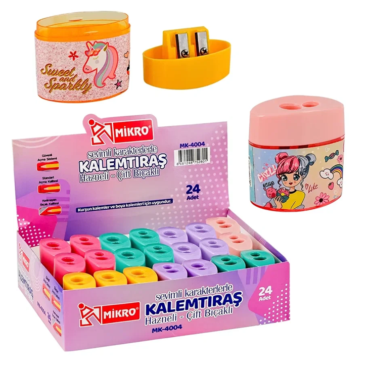 Toptan Mikro MK-4004 Hazneli Çiftli Kalemtraş