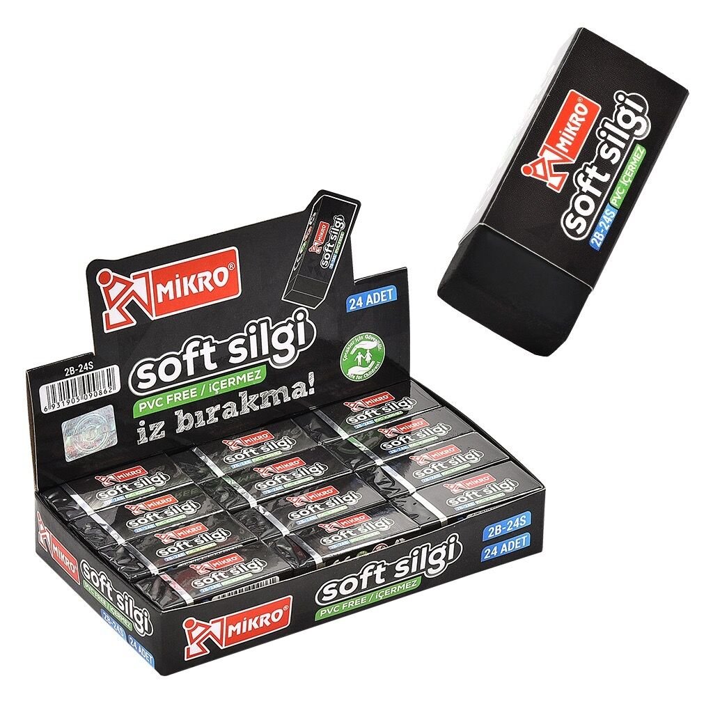 Toptan Soft Siyah Silgi 2B-24S