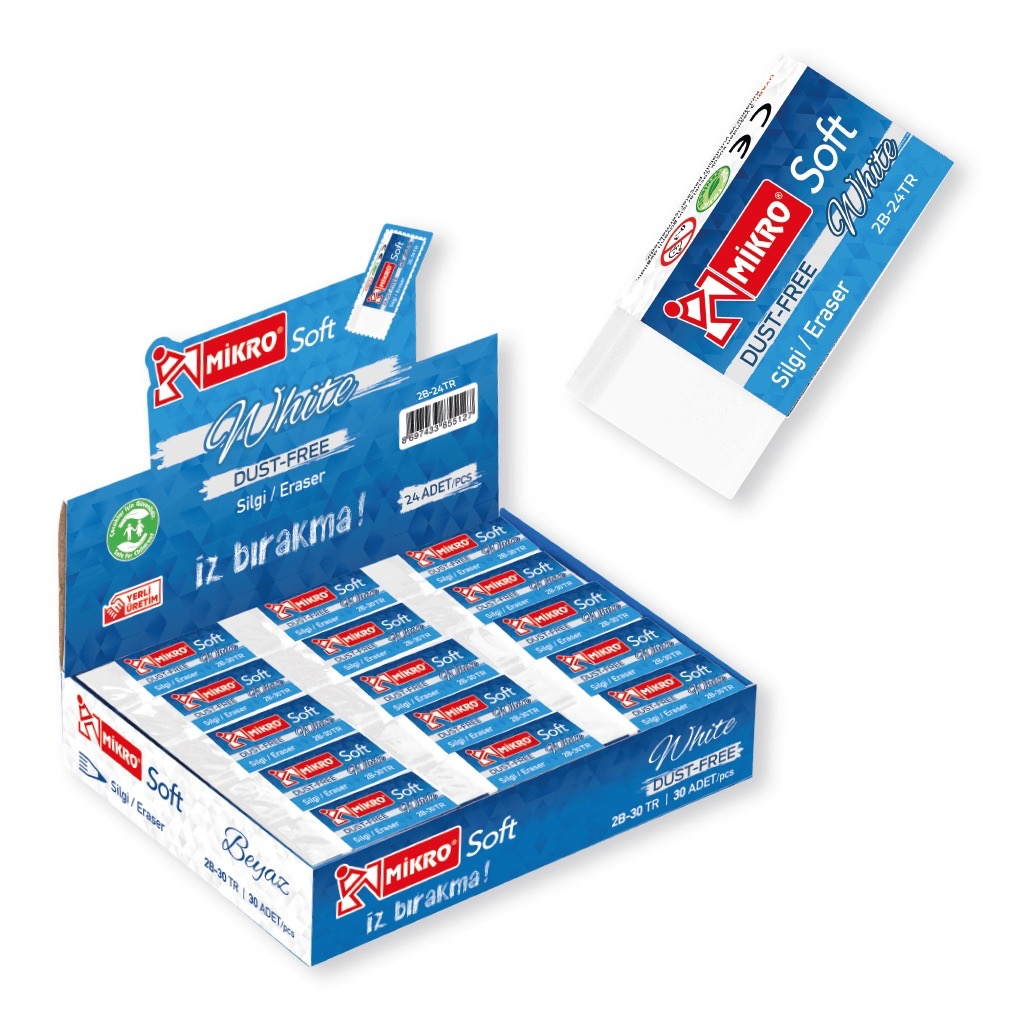 Toptan Mikro Soft Beyaz Silgi 2B-24TR