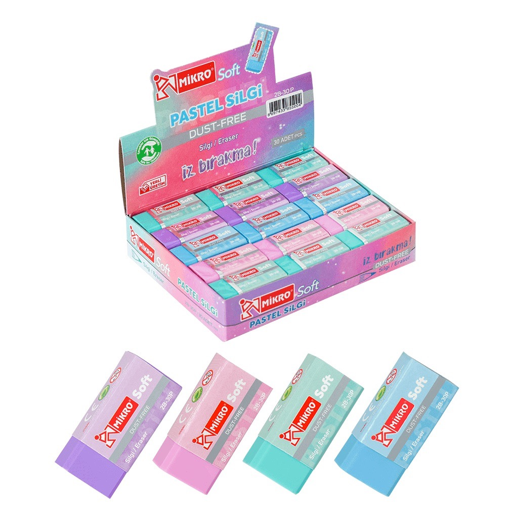 Toptan Mikro Pastel Soft Silgi 2B-30P