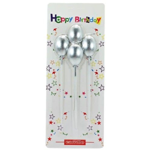 Toptan Gümüş Renk Balon Parti Mumu