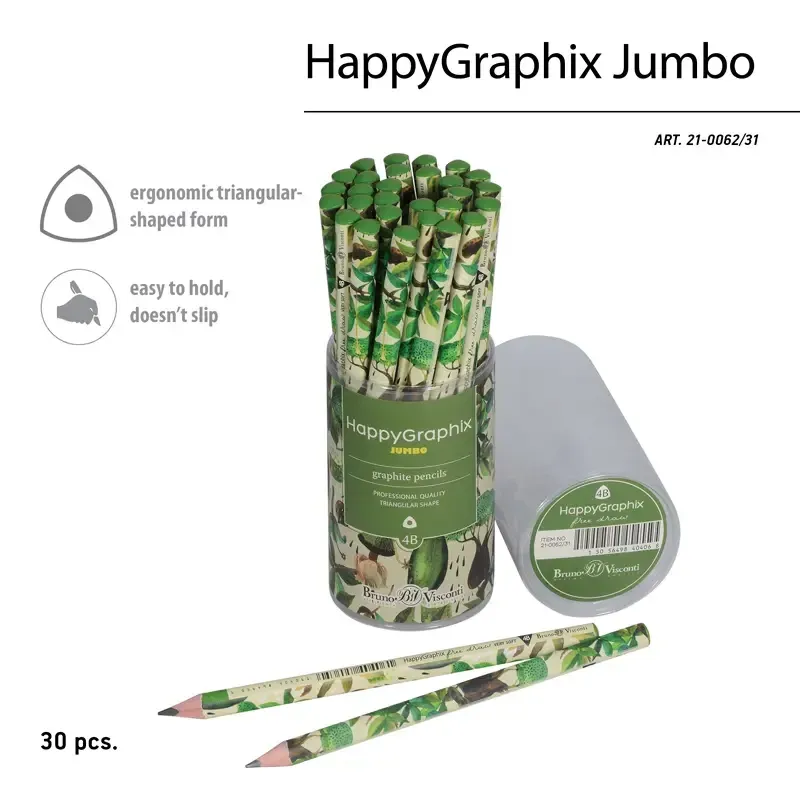 Toptan Happy Graphix Jumbo Baobab 30lu Kurşun Kalem 4B 3,5mm