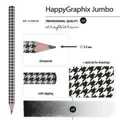 Toptan Happy Graphix Jumbo Zigzak 30lu Kurşun Kalem 4B 3,5mm