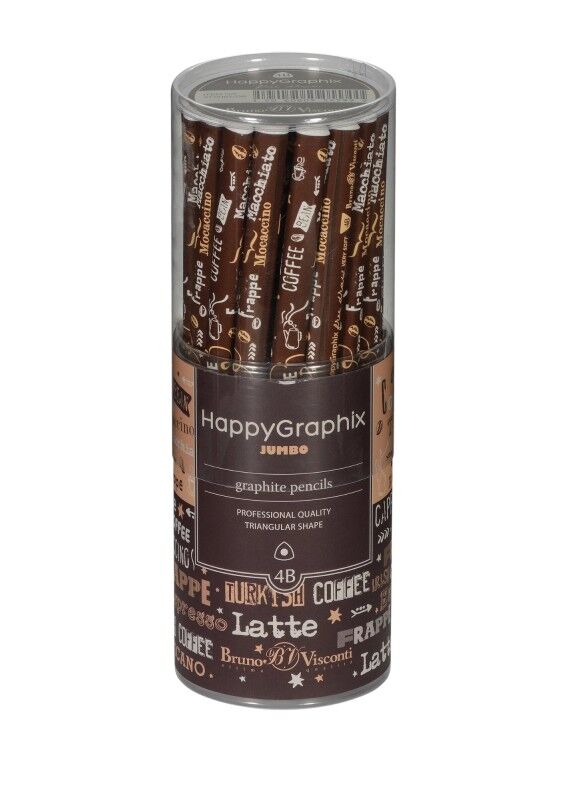 Toptan Happy Graphix Jumbo Kahve 30lu Kurşun Kalem 4B 3,5mm