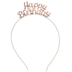 Toptan Happy Birthday  Metal Taç Rose Gold Renk