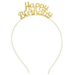 Toptan Happy Birthday Metal Taç Gold Renk