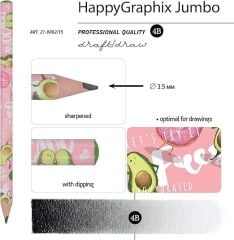 Toptan Happy Graphix Jumbo Mavi Avokado 30lu Kurşun Kalem 4B 3,5mm