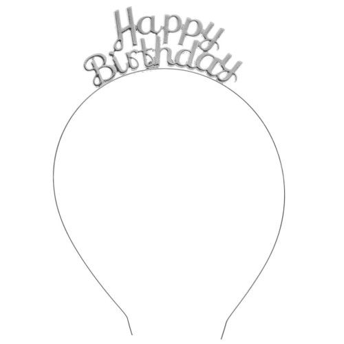 Toptan Happy Birthday Metal Taç Gümüş Renk