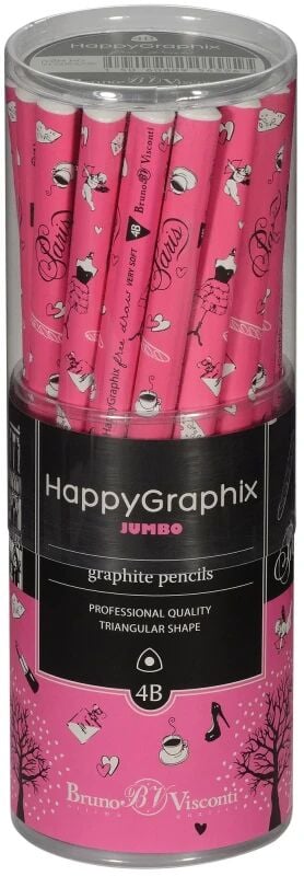 Toptan Happy Graphix Jumbo Romantik 30lu Kurşun Kalem 4B 3,5mm