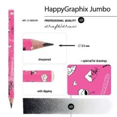 Toptan Happy Graphix Jumbo Romantik 30lu Kurşun Kalem 4B 3,5mm