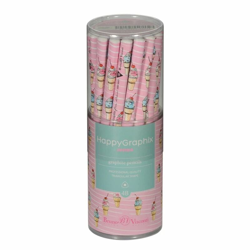 Toptan Happy Graphix Jumbo Dondurma 30lu Kurşun Kalem 4B 3,5mm