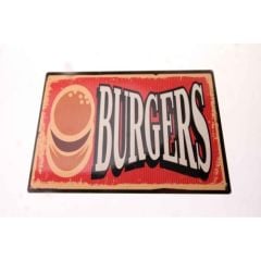 Toptan Hediyelik Ahşap Retro Plaka Burgers
