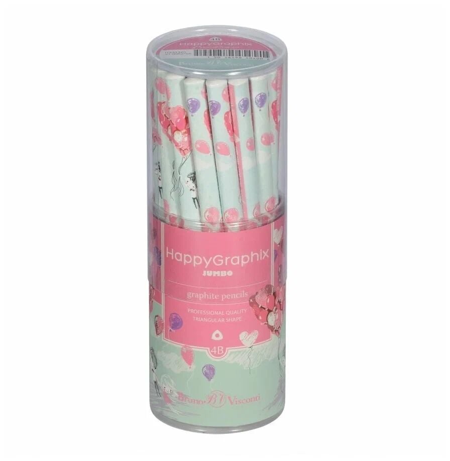 Toptan Happy Graphix Jumbo Balon 30lu Kurşun Kalem 4B 3,5mm
