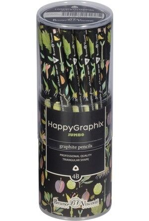 Toptan Happy Graphix Jumbo Botanik 30lu Kurşun Kalem 4B 3,5mm