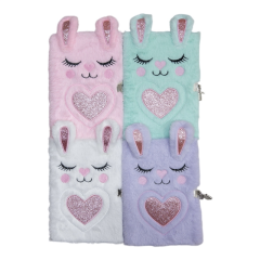 Toptan Kilitli Peluş Hatıra Defteri - Tavşan Serisi