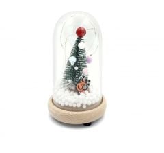 Toptan Işıklı Cam Fanus Çam Ağacı