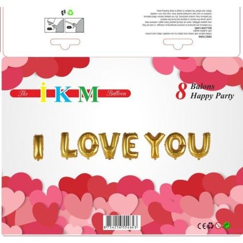 Toptan I Love You Gold  Folyo Balon Set