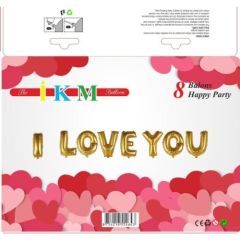 Toptan I Love You Gold  Folyo Balon Set