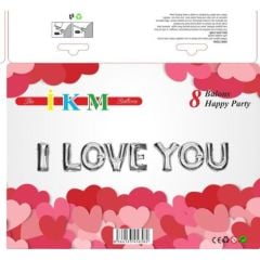 Toptan I Love You Gümüş  Folyo Balon Set