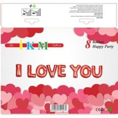 Toptan I Love You Kırmızı Folyo Balon Set