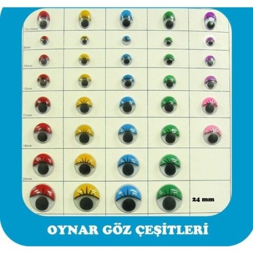 Toptan Renkli 24 mm Kirpikli Göz