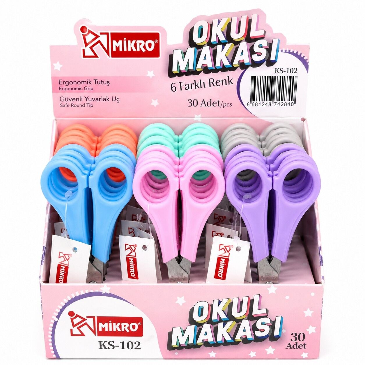 Toptan Mikro Pastel Renkler Okul Makası