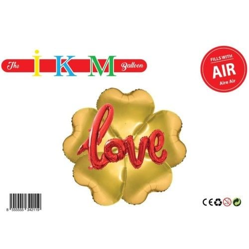 Toptan Kalpli Love Folyo Balon Gold Set