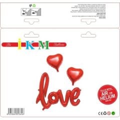 Toptan Kalpli Love Kırmızı Set Folyo Balon