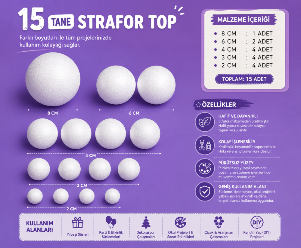 Toptan Strafor Top Seti 15'li