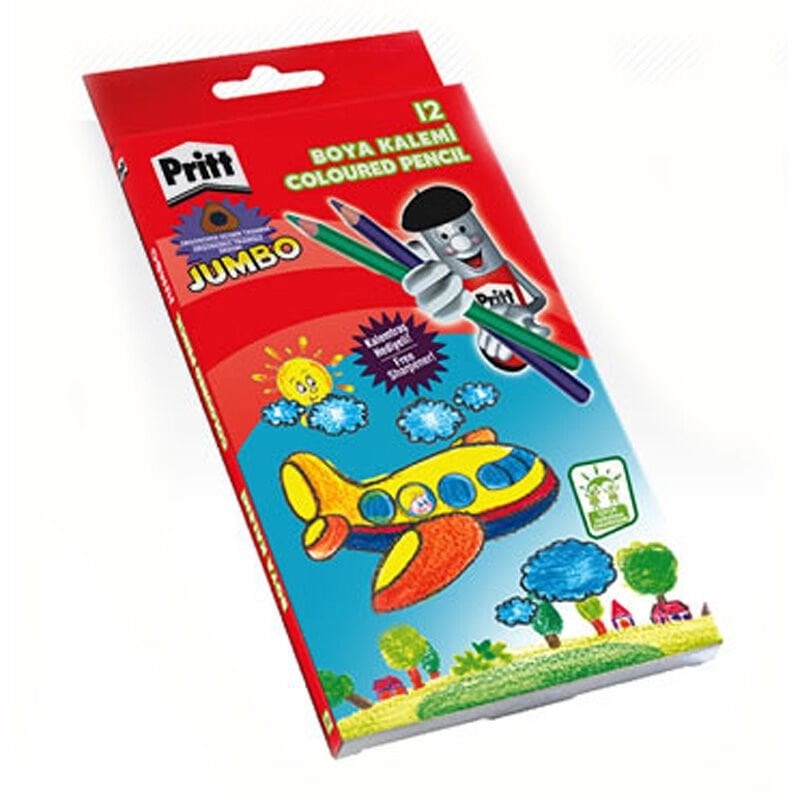 Toptan Pritt Jumbo Üçgen Kuru Boya Kalemi 12li