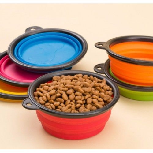 Toptan Katlanabilir Kedi Köpek Mama ve Su Kabı Karışık Renk Kancalı