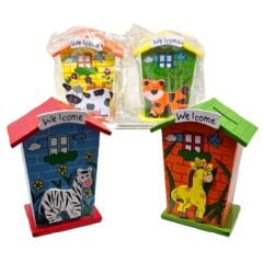 Toptan Renkli Hayvan Figürlü Ahşap Kumbara